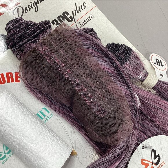 Straight #T1B/Pk/Wh Black Pink 18” 22” All-in-One Synthetic Hair Extensions - Picture 6 of 7